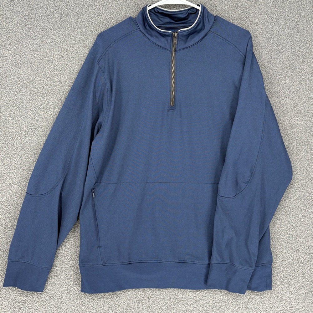Cremieux Club 38 Performance Mens Navy Blue Quarter Zip Pullover Large